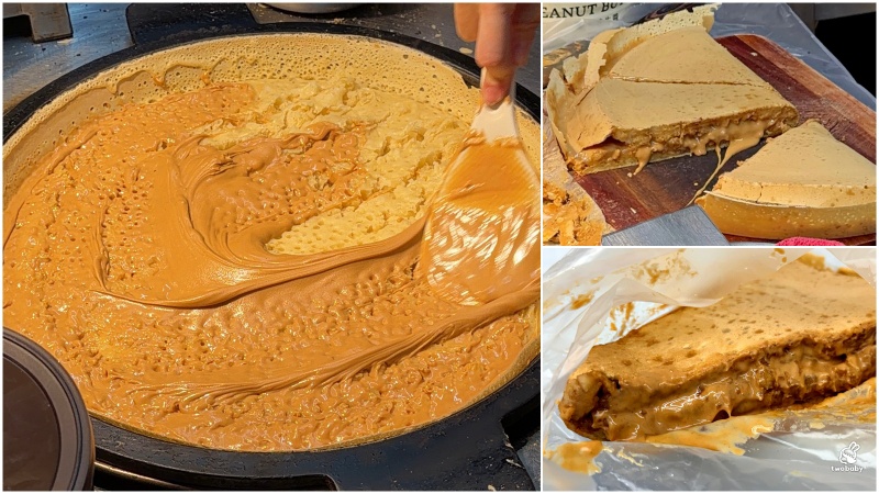 板橋湳雅夜市美食｜李記麵粉煎 爆漿太狂！外酥內軟像蛋糕，花生醬直接流出來啦！ @兔貝比的菲比尋嚐